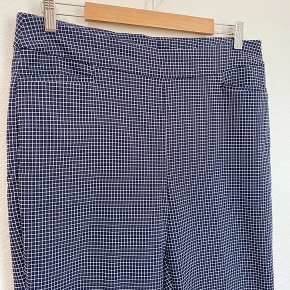 Chico's Brigitte Pull-On Slim Ankle Pants Navy White Plaid Check 12 - Picture 2 of 8